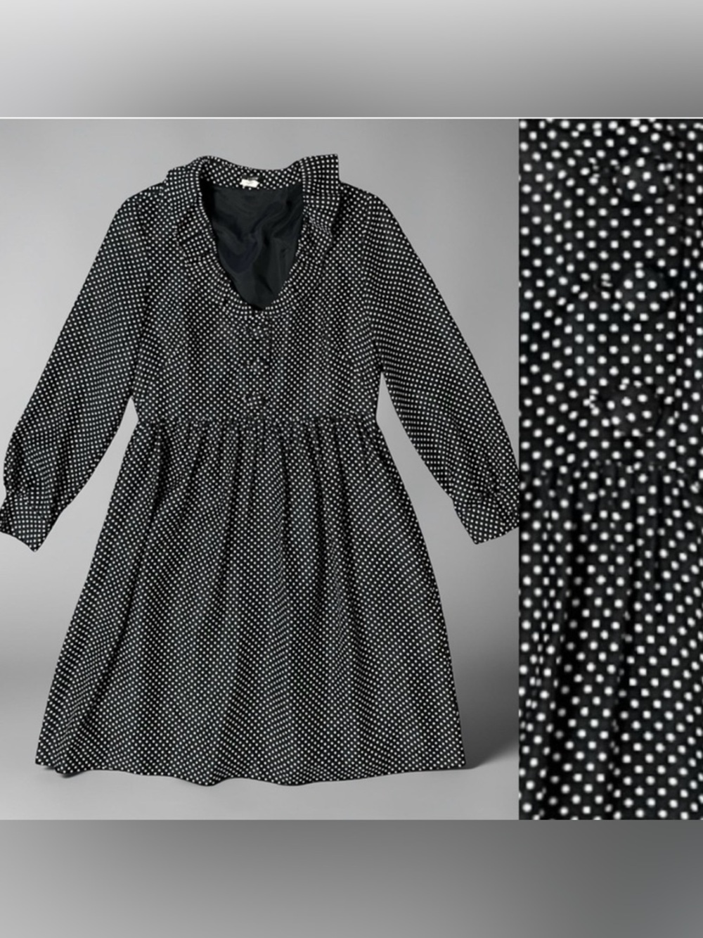 J. Crew Black Polka Dot Silk Ruffled Collar Button Accents Size 6 lined VGC
